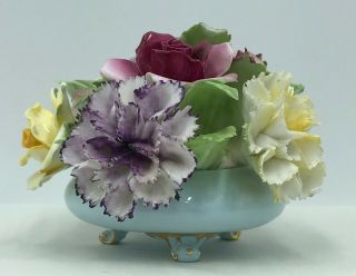 Adderley Floral Bouquet - very detailed painted flowers in footed pot - 4 