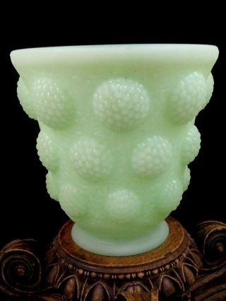 Fenton Art Glass Vessel Of Gems Sea Green Satin Planter Vase Verlys Les Cabochon