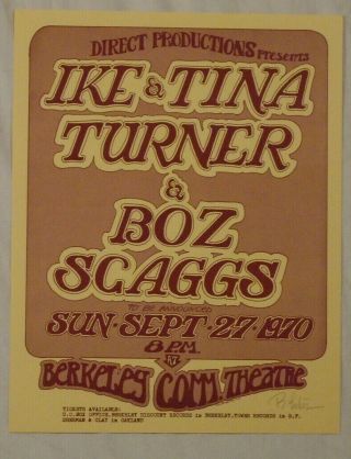 Ike Tina Turner Tour Poster Artist Randy Tuten Issued & Signed Print Boz Scaggs