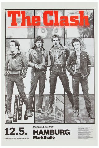 Brit Punk: The Clash At Germany Tour Concert Poster 1980 12x18