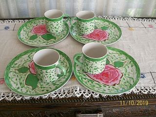 Gloria Vanderbilt Sincerely Yours Taste Seller Sigma Lunch Plates (4) & Cups (4) 3