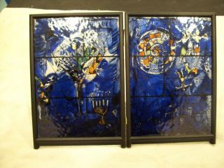 Lovely Two Panel Glass Framed Stand Up Stained Glass Design