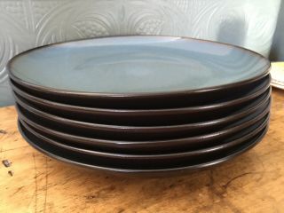 HOME TRENDS Dinner Plates Rave Blue Brown Set of Six (6) 10.  5 