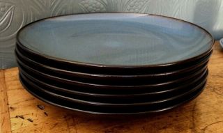 HOME TRENDS Dinner Plates Rave Blue Brown Set of Six (6) 10.  5 
