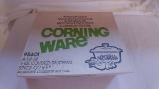 2pc Set Vtg Nos Corning Ware 1 Qt Covered Saucepan W/ Lid Spice O 