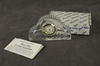 Vintage Nos Princess House Crystal Highlights Pattern Quartz Clock 851 3 " X 5 "