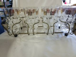 Vintage Set Of 8 Swanky Swigs Glasses With Carry Caddy Rack