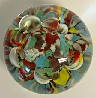 Vintage Hand Made Art Glass Round Paperweight Japan 3 1/2 " Tall