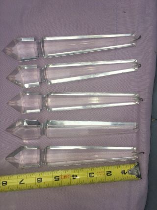 5 Antique Waterford Chandelier Crystal Prisms 8”