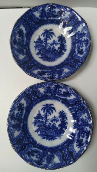 2 Vintage Kyber W Adams & Co England Flow Blue 6 " Saucer Or Bread/butter