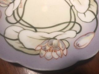 Limoges Plate with handle Hand Painted Water Lilies signed 3