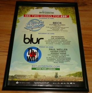 Bst 2015 Strokes/blur/the Who - Framed Press Release Promo Poster