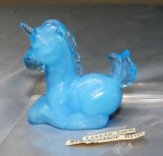 Vtg Boyd Glass Little Luck Mini Lucky Unicorn Figurine Windsor Blue