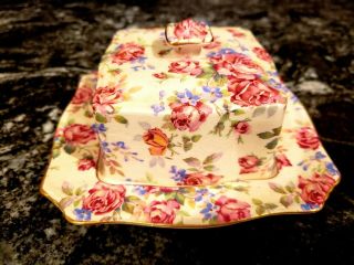 Royal Winton Grimwades Victorian Rose Square 5.  5 " Covered Butter Or Cheese Dish