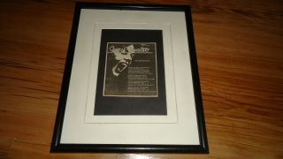 Suzi Quatro 1980 Tour - Framed Press Release Promo Advert