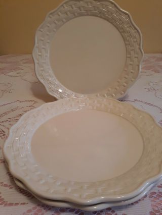 3 Basketweave 10.  5 Inch Dinner Plates By Home And Garden Party Stoneware Cream