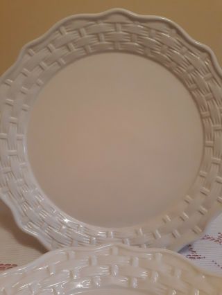 3 Basketweave 10.  5 inch Dinner plates by Home and Garden Party Stoneware cream 2