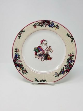 Vintage Fitz And Floyd Santa’s List Dinner Plate Christmas Holiday China 1994
