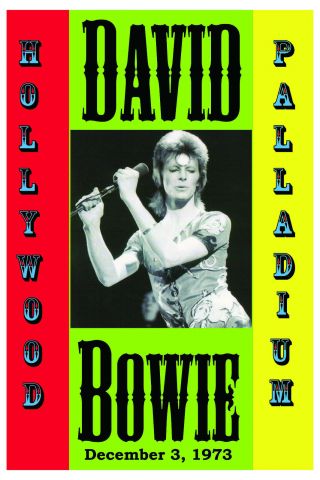 David Bowie As Ziggy Stardust At Hollywood Palladium Concert Poster 1973 12x18