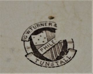 Antique G W Turner & Sons Brown Transferware Phileau pattern 9 1/2 Inch Bowl 4