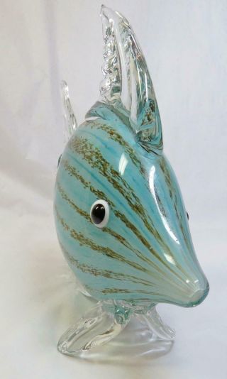 Vintage Large Venetian Murano Glass ANGEL FISH Aqua Turquoise 4