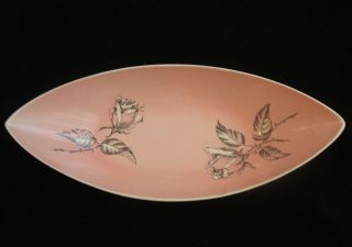 Vintage Royal Winton Grimwades Pink With Black Roses Celery Canoe Shape Bowl