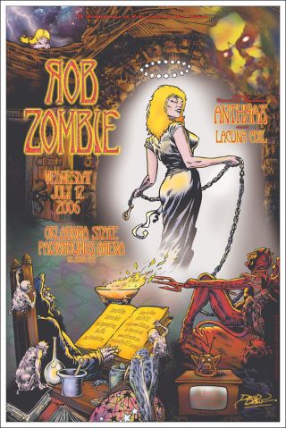 Rob Zombie Anthrax Signed Oklahoma City 2006 Concert Poster