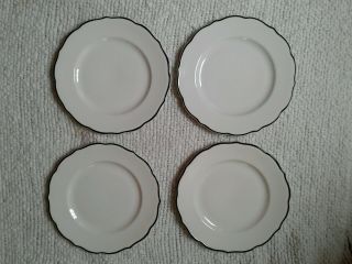 4 Syracuse China Dinner Plates Black Platinum Scalloped Edge Restaurantware 5