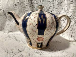 Antique Victorian Gaudy Welsh Tea Pot,  Imari Style Pattern Incised Rita England
