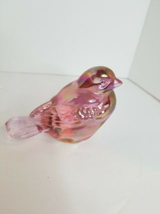 Fenton Iridescent Pink Bird Art Glass Figurine