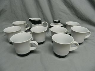 Noritake Malaga 8301 - 10 Coffee Tea Cups,  Creamer And Sugar Bowl With Lid