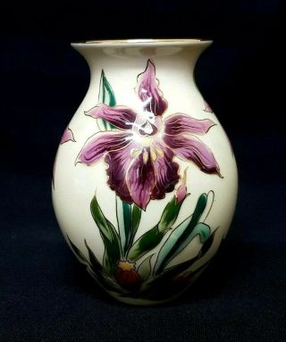 Vintage Zsolnay Hungary Porcelain Hand Painted Floral 5 " Vase