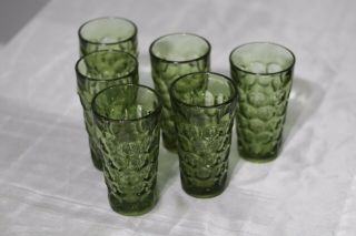 Vintage Imperial Provincial Avocado Green Glass Set Of 6 Water Glasses
