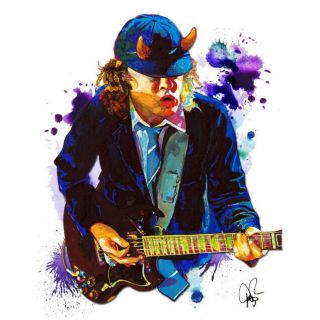 Angus Young Ac/dc Blues Rock Lead Guitar 11x14 " Music Art Print Poster