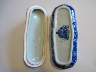 Victoria Ware Ironstone divided trinket dresser dish/box flow blue color 4
