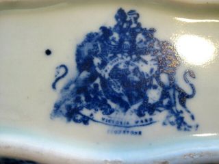 Victoria Ware Ironstone divided trinket dresser dish/box flow blue color 5