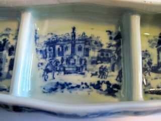 Victoria Ware Ironstone divided trinket dresser dish/box flow blue color 6
