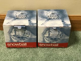 2 Kosta Boda Snowball Votive Candle Holders Heavy Iob W/ Stickers