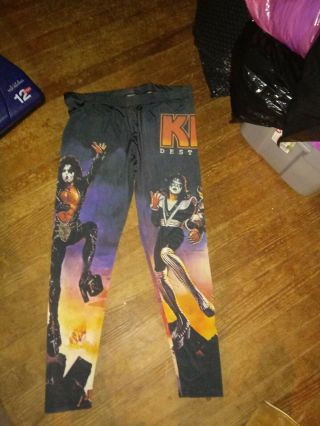Vintage Hot Topic Kiss Destroyer Adult Tight Pants / Stretch Leggings