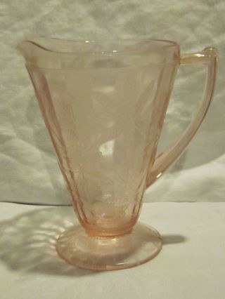 Jeannette Glass Floral Poinsettia Pink Pitcher