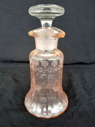 Vintage Vinegar Oil Cruet Etch Cloudy Pink Depression Glass