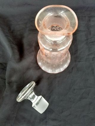 Vintage Vinegar Oil Cruet Etch Cloudy Pink Depression Glass 3