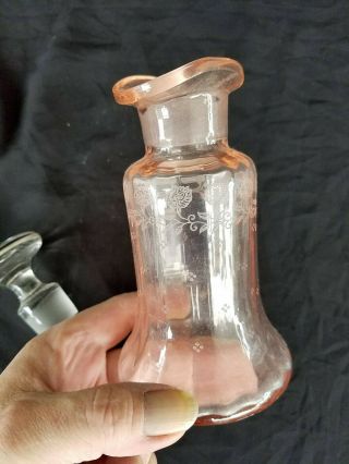Vintage Vinegar Oil Cruet Etch Cloudy Pink Depression Glass 5