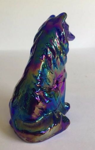 Mosser Collie / Sheltie Amethyst CARNIVAL Glass Dog Figurine Paperweight 3