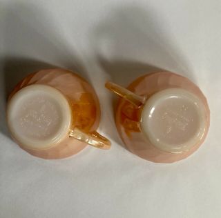 Vintage Fire King Peach Luster Demitasse 2 x Tea Cups (No Saucers) Swirl Lustre 4