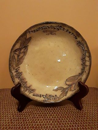 Pottery Bowl With Imprinted Herbs,  Signed By Wv Artist Anna L.  Brown 2004