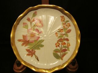 Antique Royal Worcester Hand Painted Plate W/gold 1889 Signed 5.  5 "