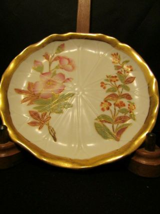 Antique Royal Worcester Hand Painted Plate w/Gold 1889 Signed 5.  5 