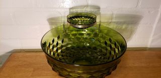 Vintage Whitehall Cubist Green Chip & Dip Set Indiana Glass 1970 