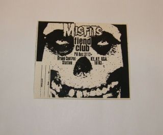 Misfits Fiend Club Paper Sticker,  Mid 1980 